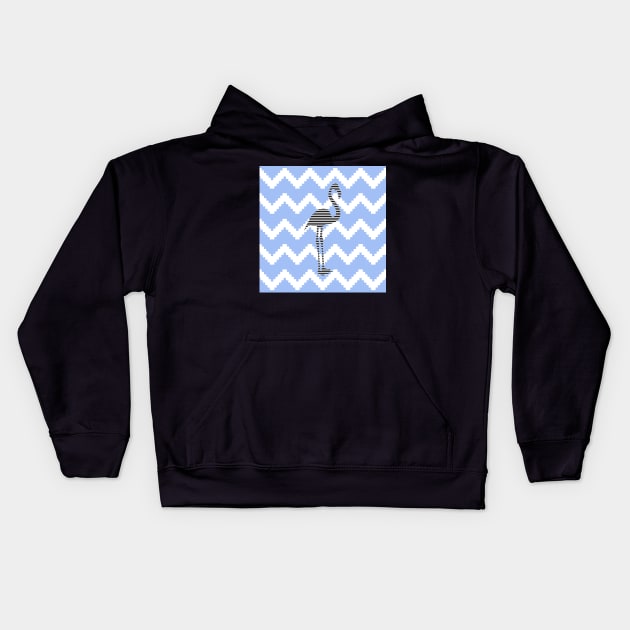 Flamingo  - abstract geometric pattern - blue and white. Kids Hoodie by kerens